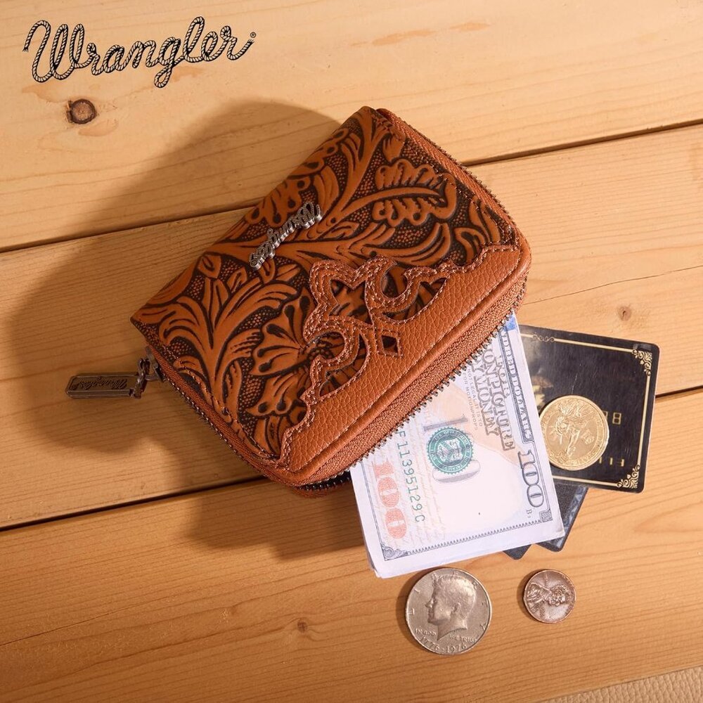 Wrangler Embossed Tan Leather Wallet - Picture 1 of 5